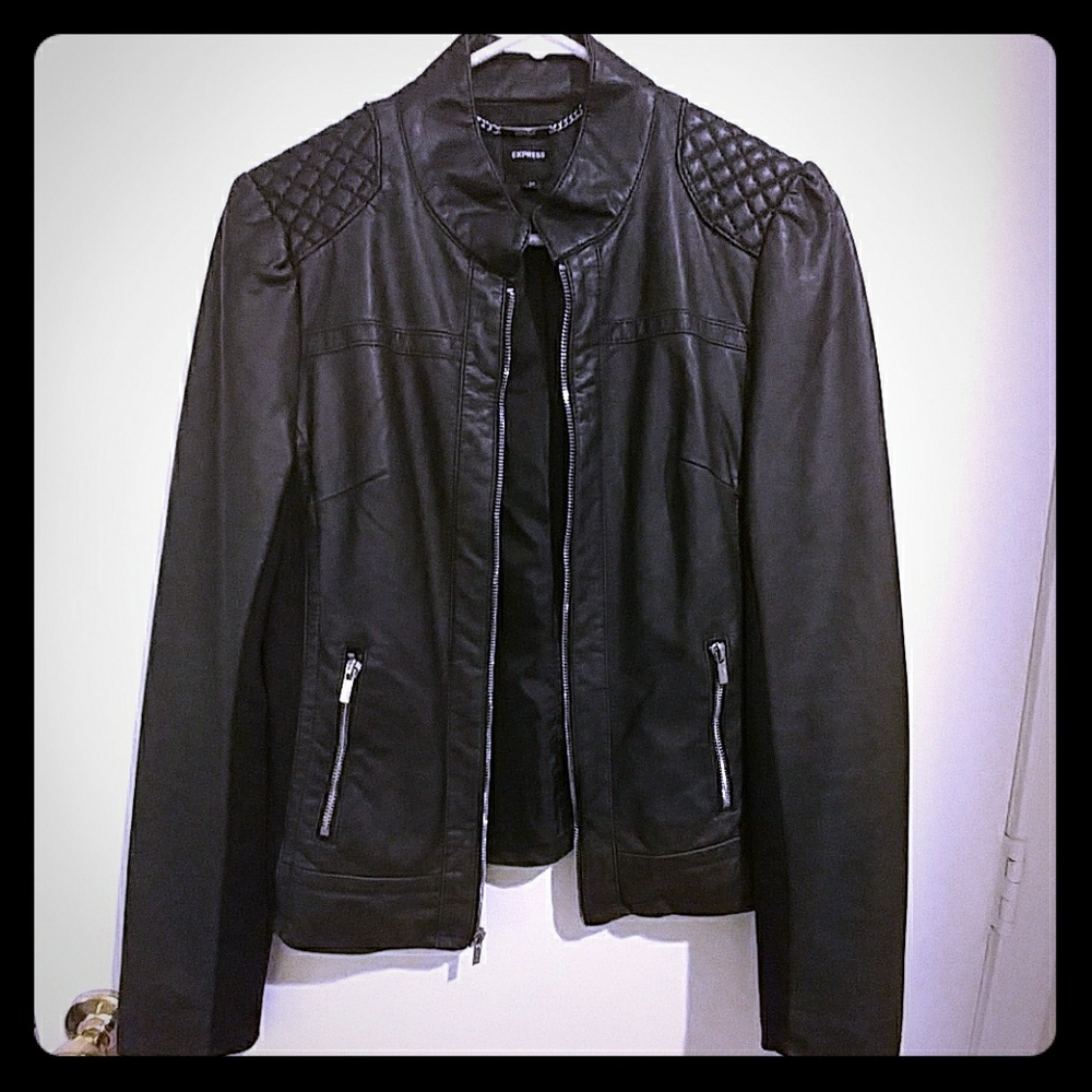 Express Faux Leather Moto Jacket, Medium